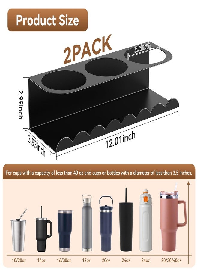 Chewlish 2 Pack Magnetic Cup Holder for Fridge, Water Bottle Organizer for Stanley 30&40 oz Tumbler Metal Stanley Cup Accessories Organizer for Home Kitchen Outdoor (Black) - Image 3